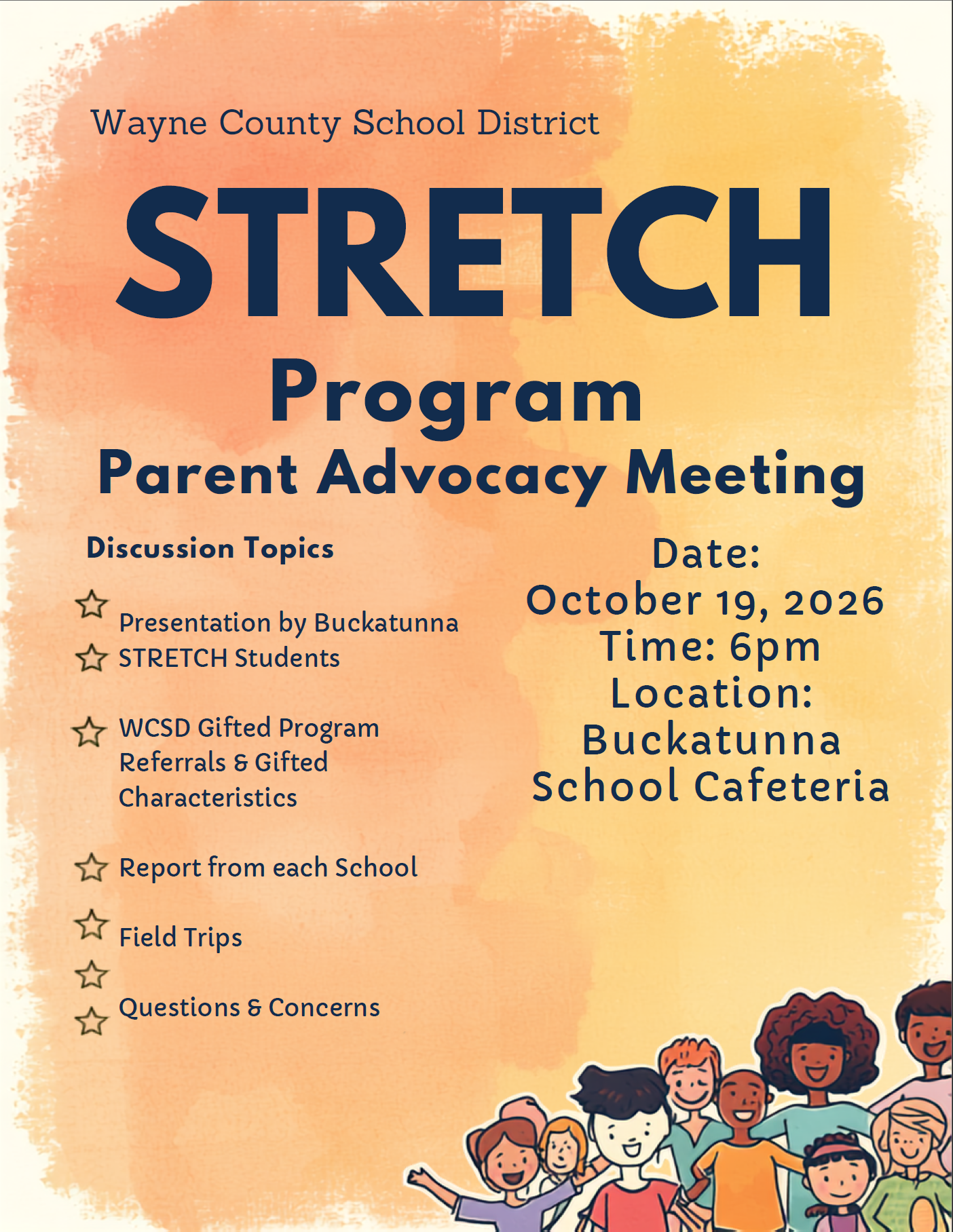 Stretch Program Parent Advocacy Meeting Oct. 19th