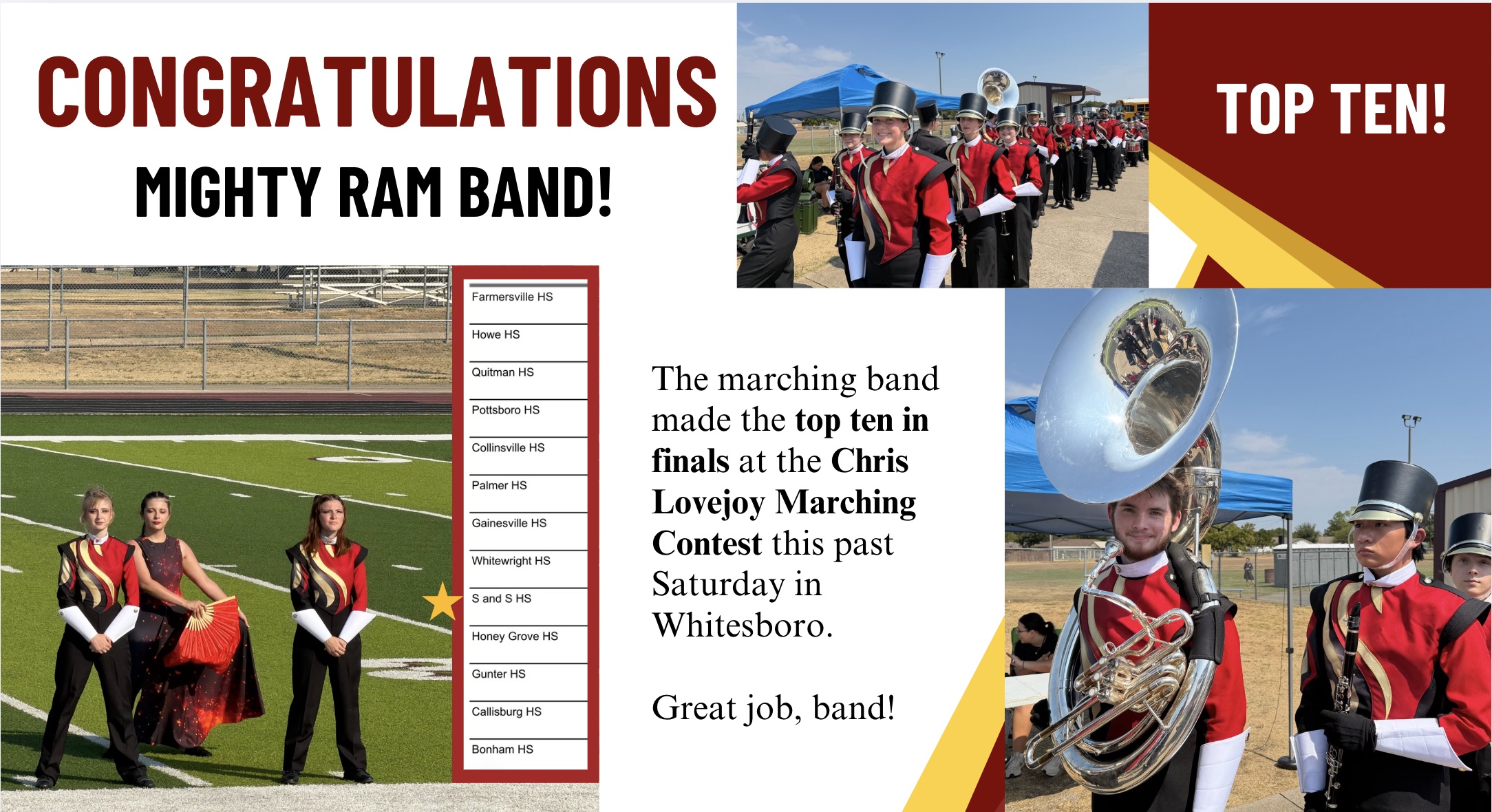 Mighty Ram Band finishes top 10 at contest!