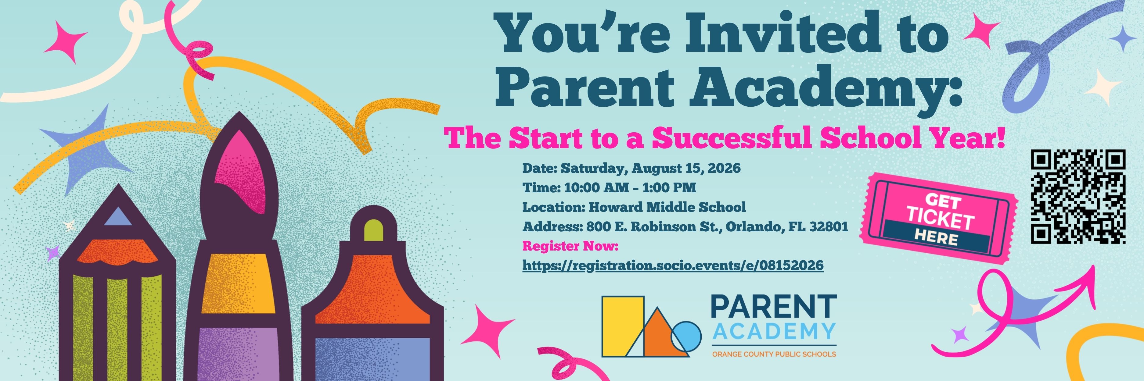 Tomorrow is the FREE OCPS Parent Academy at Howard Middle School beginning at 10:00 AM! "LGE, Let's Go!" ❤️