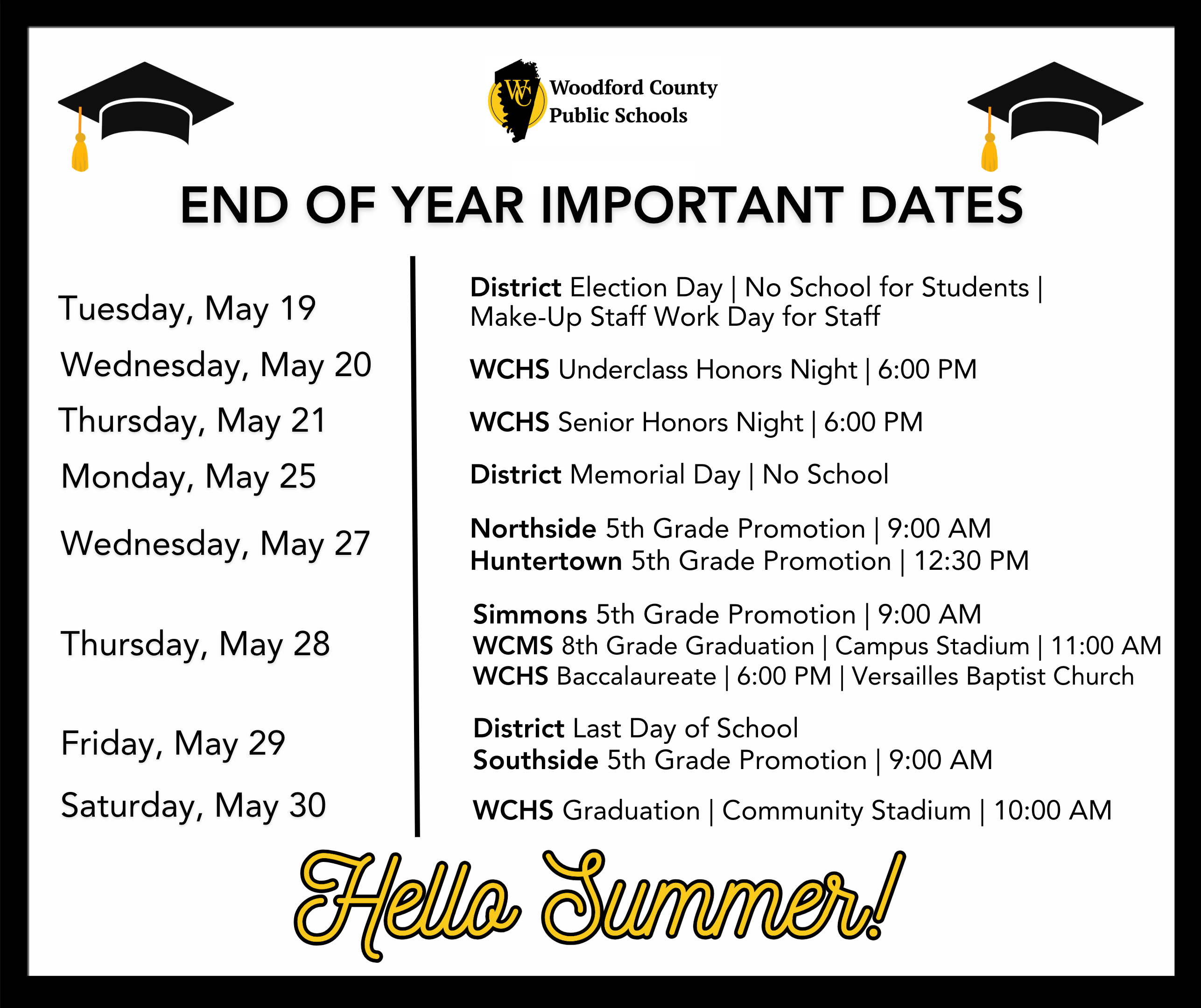 Calendar Reminder: Tuesday, May 19, is Election Day - No School for Students, Make-Up Staff Work Day for Staff 