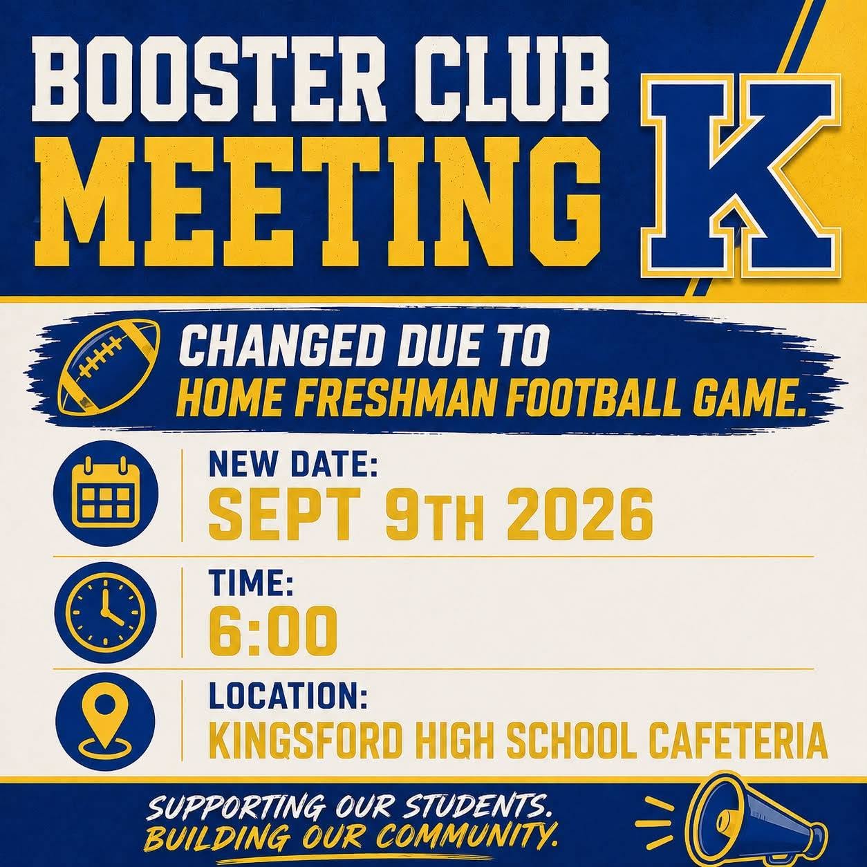Athletic Booster Club Meeting Date Change