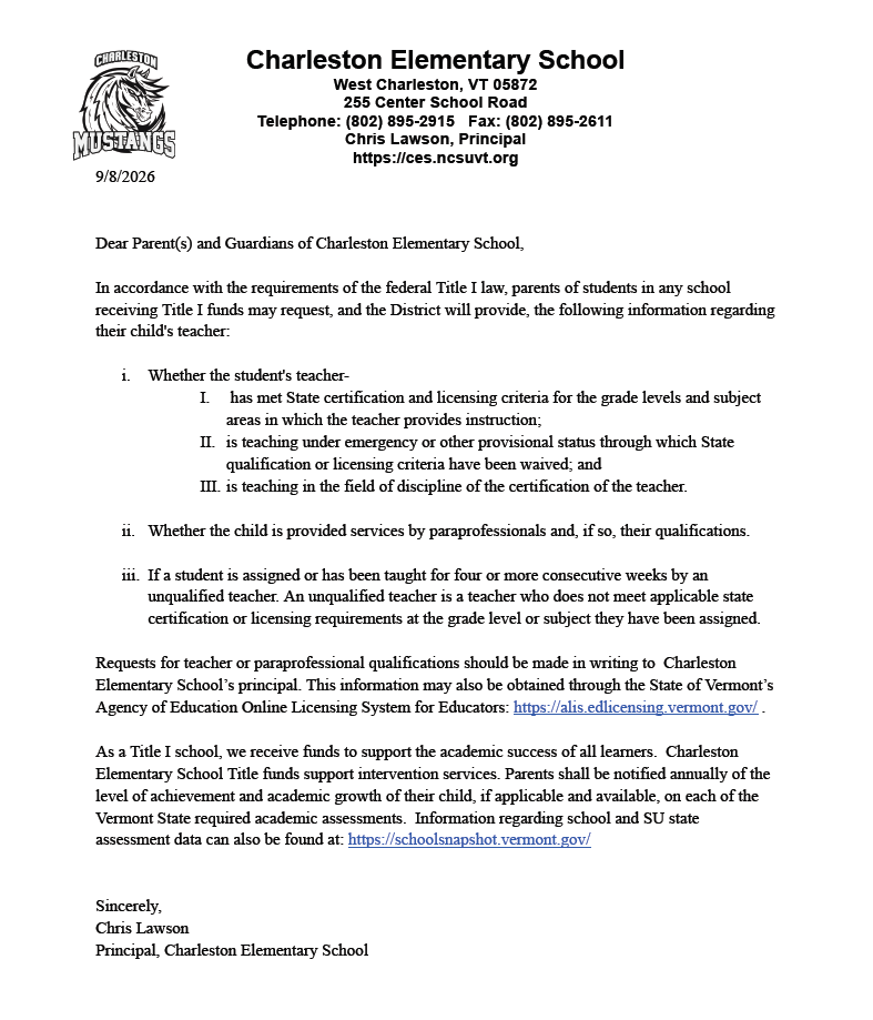 CES Titles Right to Know Letter
