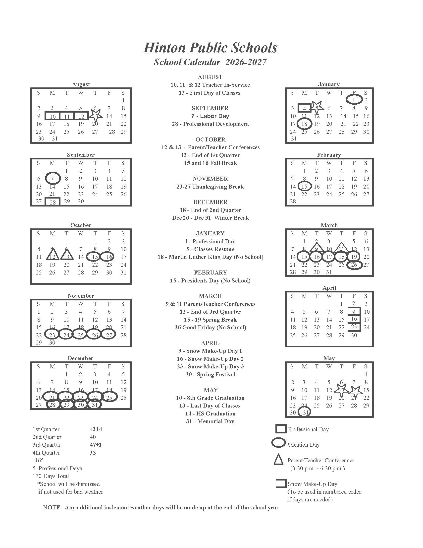 Updated 26-27 Calendar