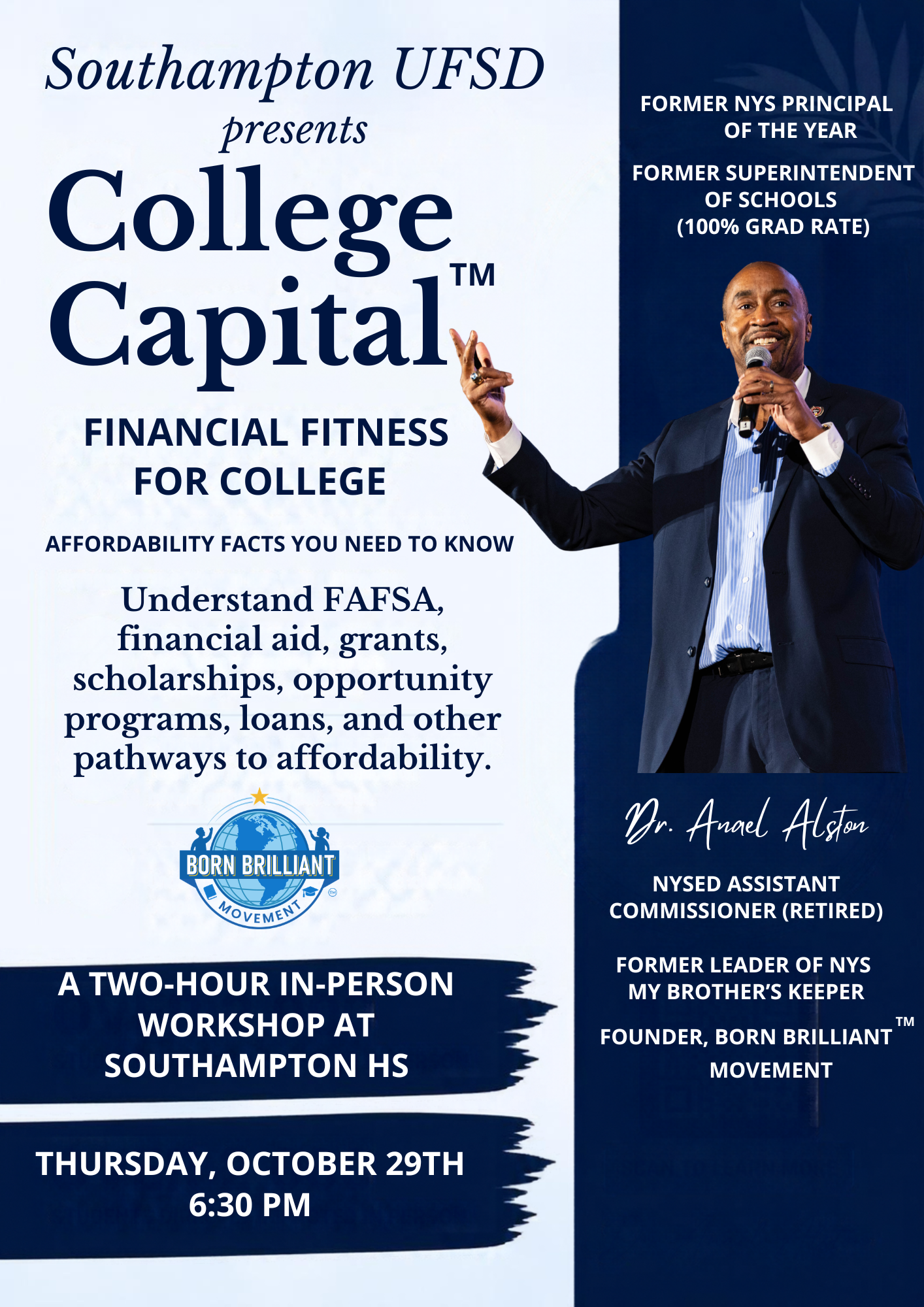 Financial Aid for College Information Night - All students and families are welcome! 10/29/26 at 6:30pm, SHS Library