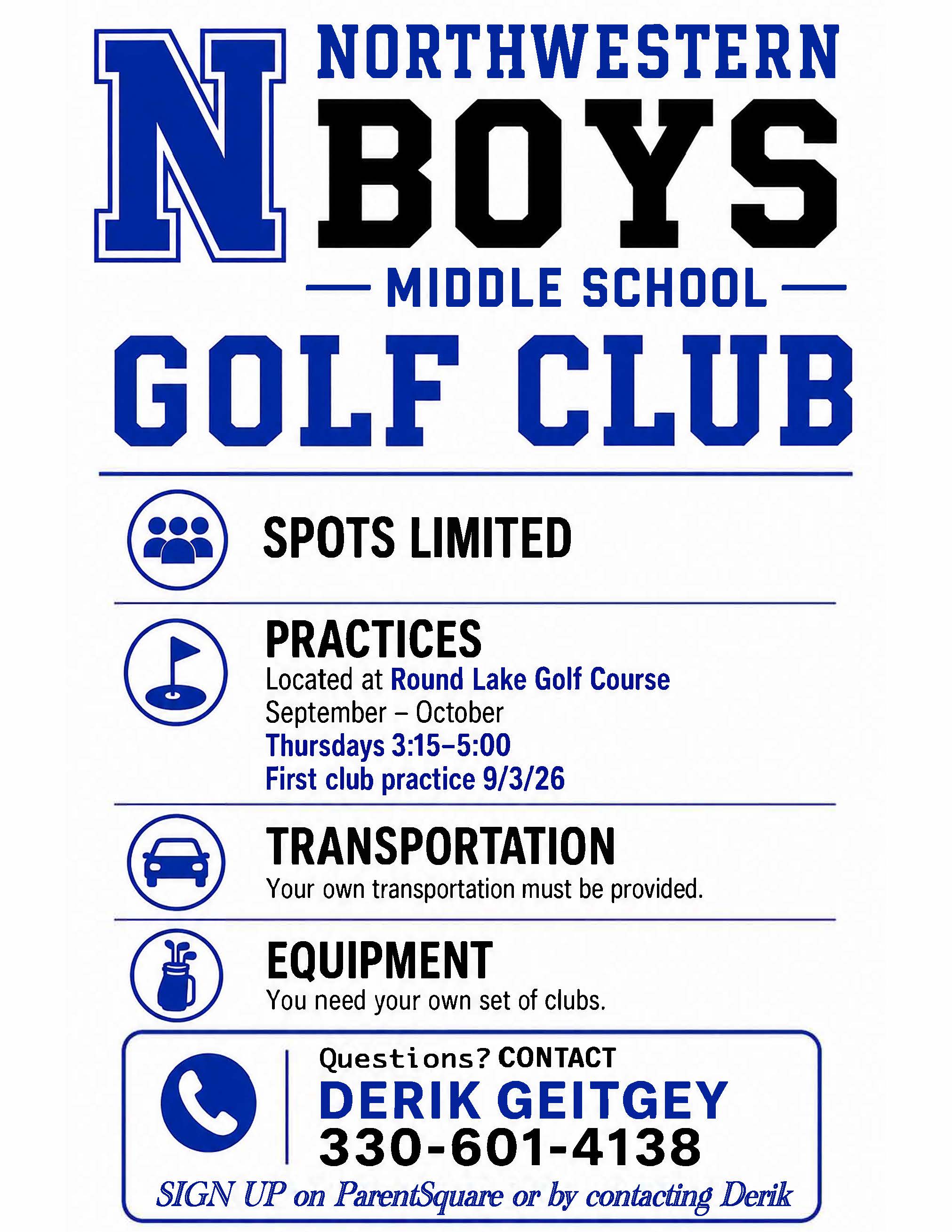 Middle School Boys Golf