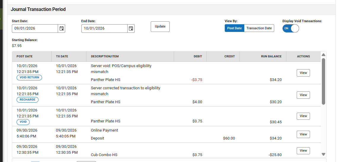 Meal Price Adjustment: What You May See on Your Child's Account