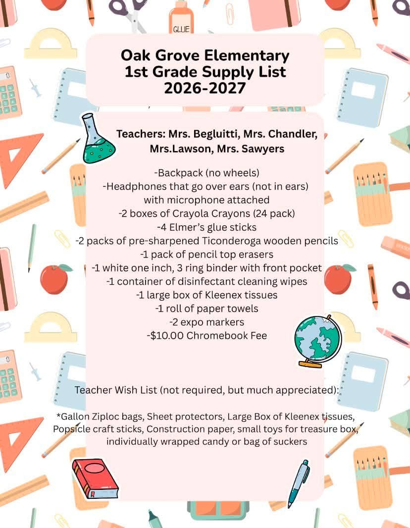 First Grade Supply List