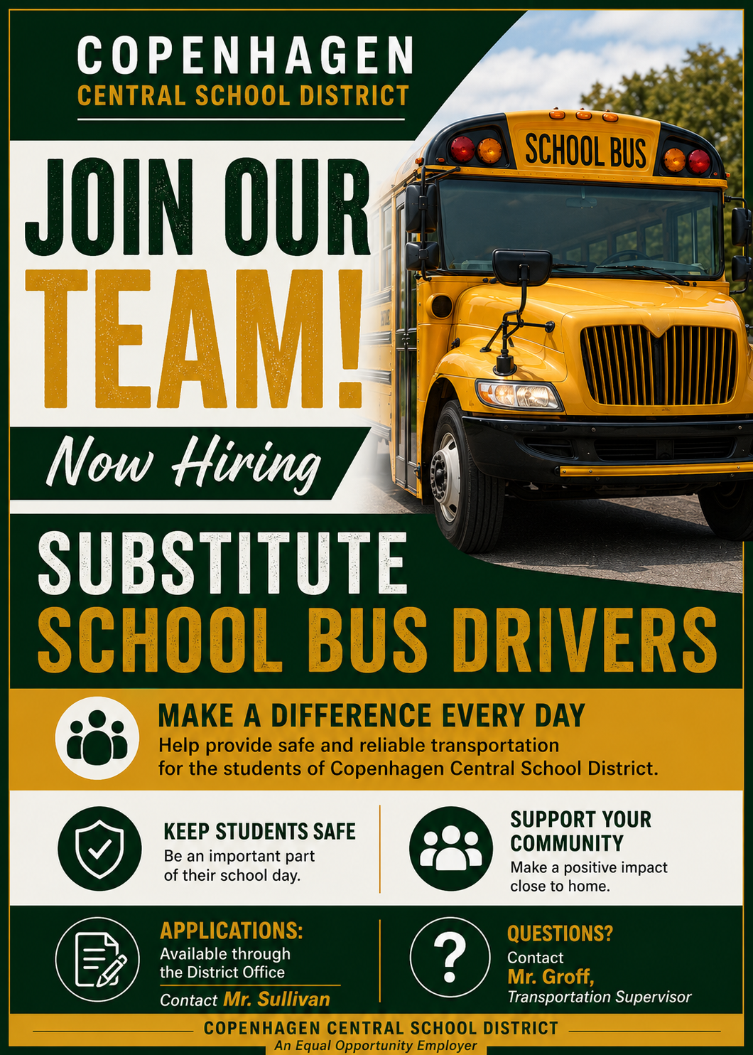 Now Hiring: Substitute School Bus Drivers