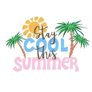 Stay cool this summer. Inspirational phrase with palms and sun.  Motivational print for poster, textile, card. Summer holidays and travel  concept 25753848 Vector Art at Vecteezy