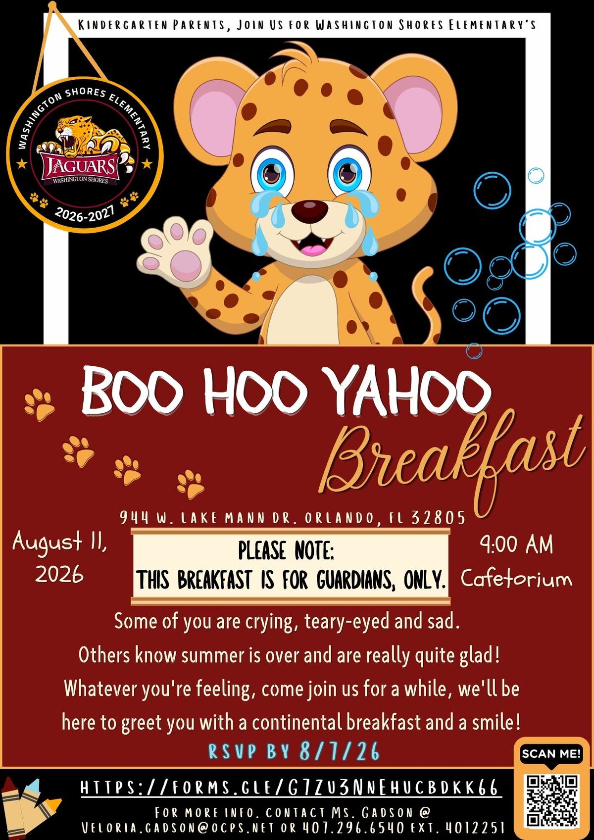 📣 Kindergarten Families, We Invite You to Our Boo Hoo Yahoo Breakfast! 🐾☕🥐