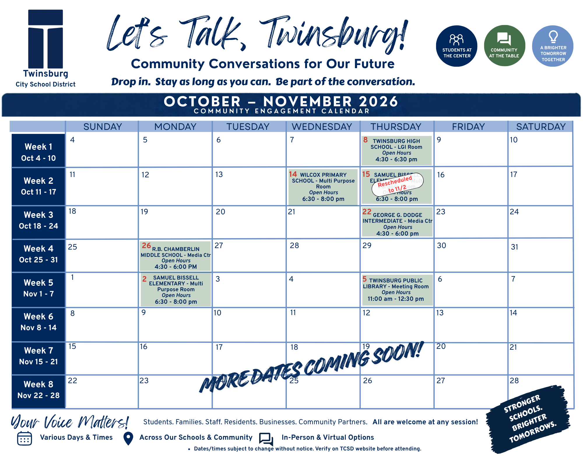 Let's Talk, Twinsburg! - Community Conversations - Open to the Public