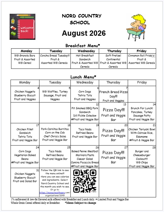 August Lunch Menu