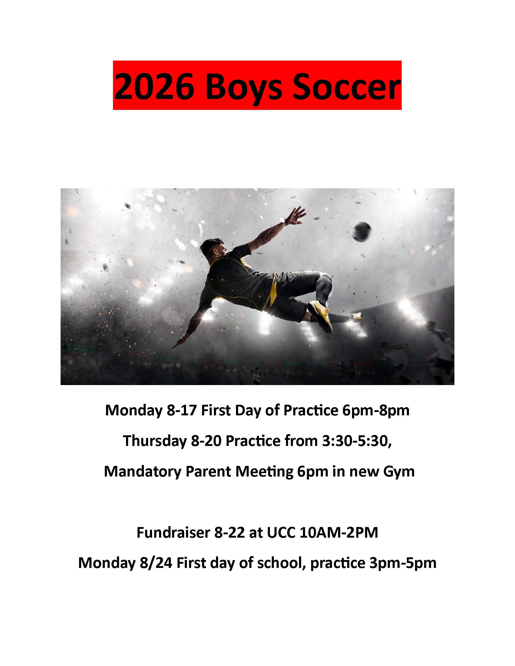Updated Boys Soccer Schedule