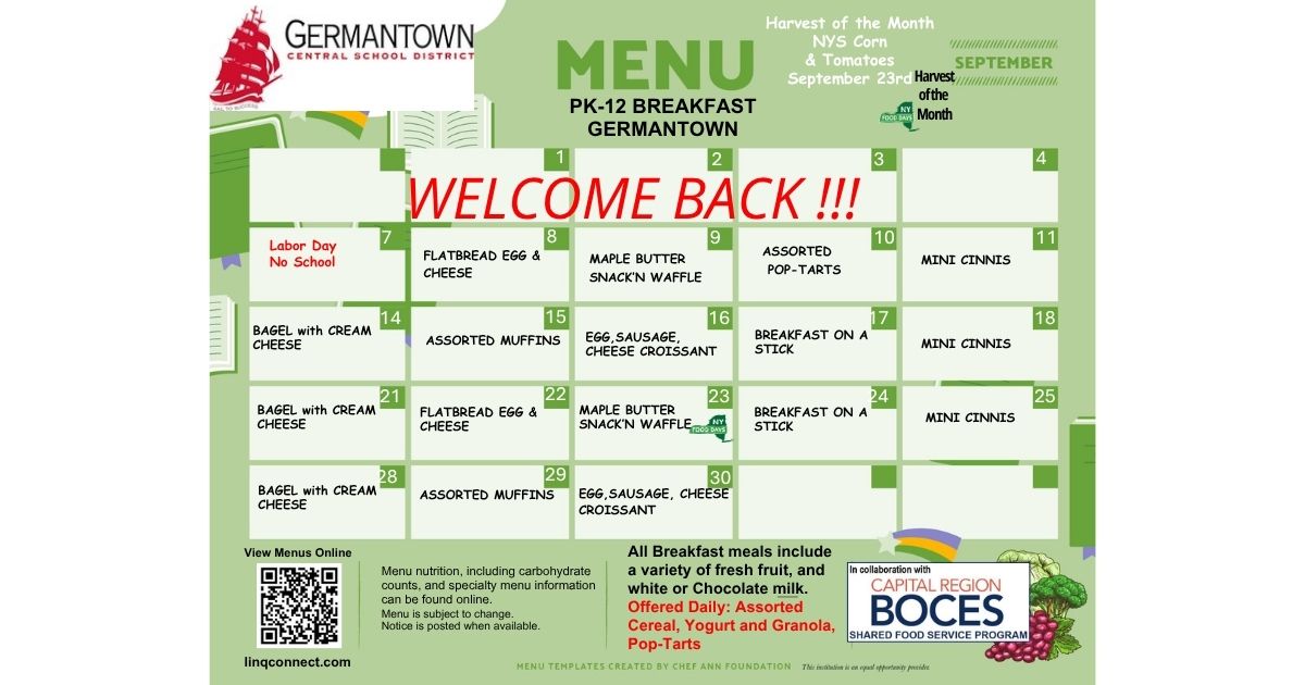 September Breakfast & Lunch Menus
