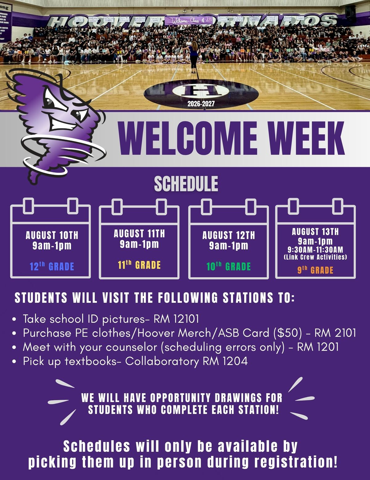 Welcome Week (Registration Days) SAVE THE DATE and 2026-2027 Info