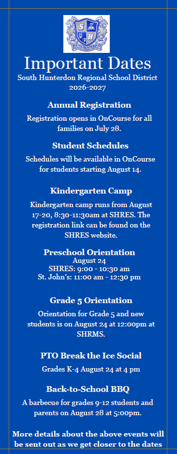 Important Dates 2026-2027
