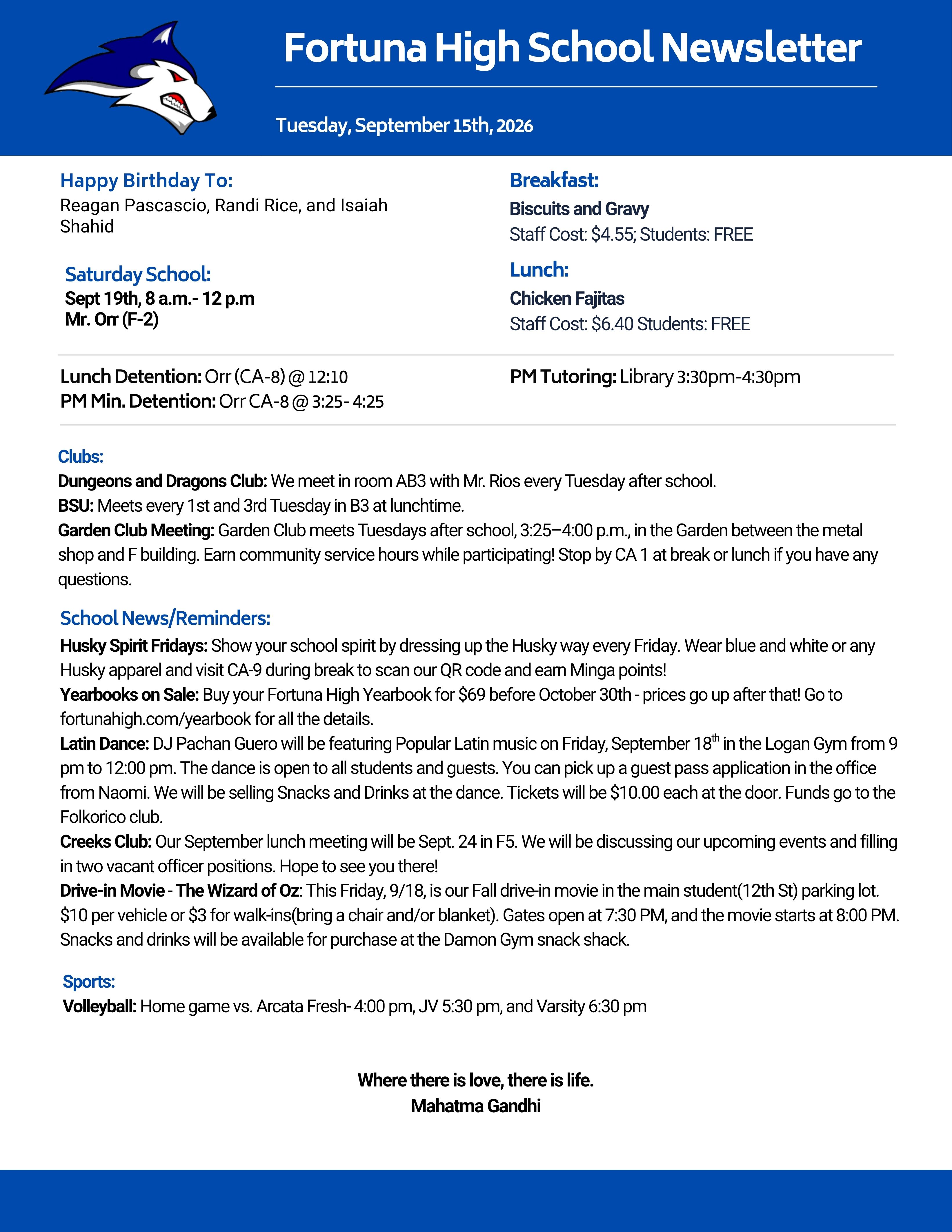 Bulletin 09/15/2026
