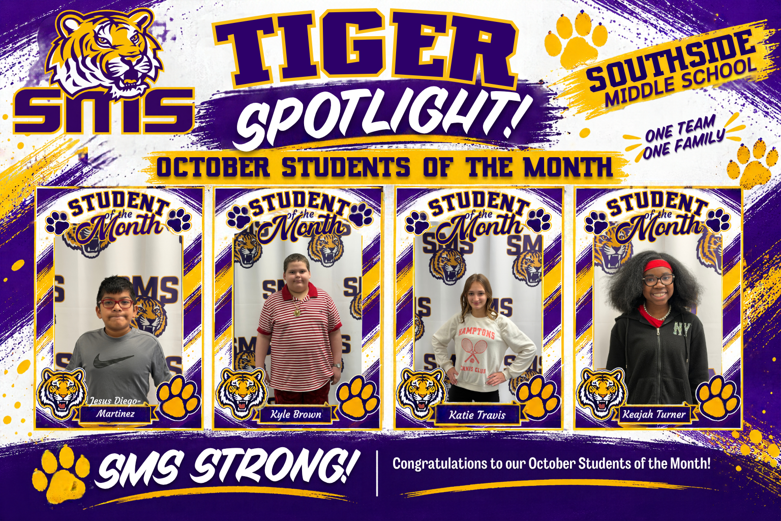 Congratulations to our SMS Students of the Month!