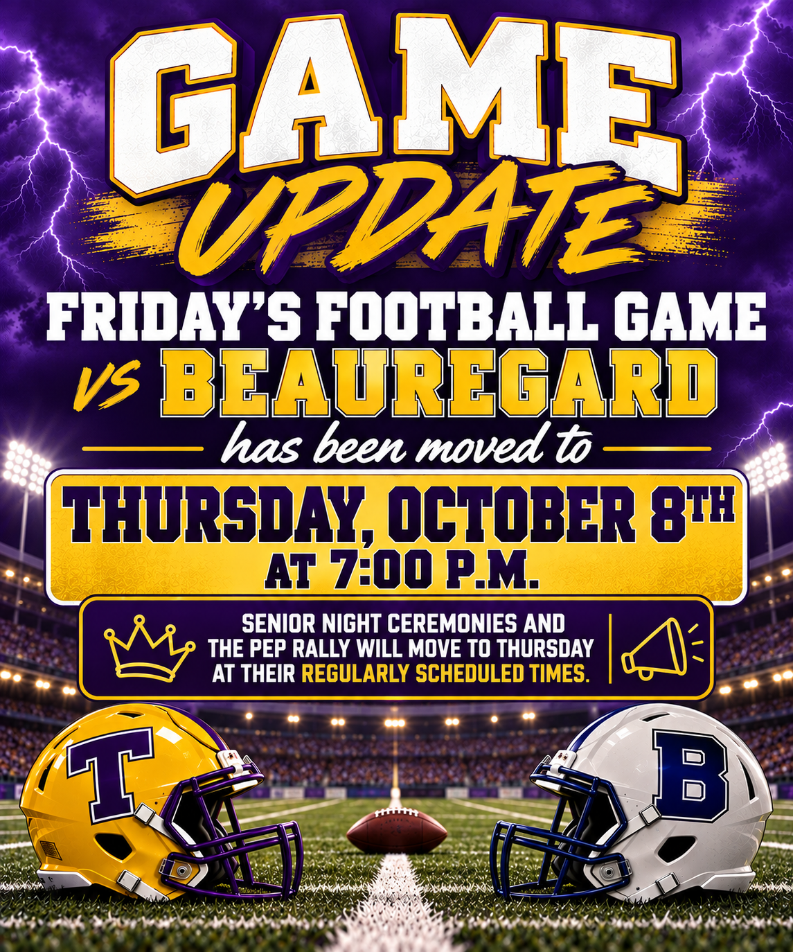 Football Game Moved to Thursday