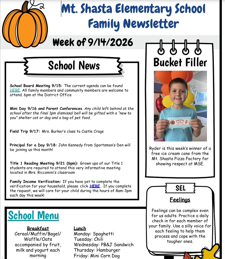 📚 MSE Family Newsletter 9/14/26 📚