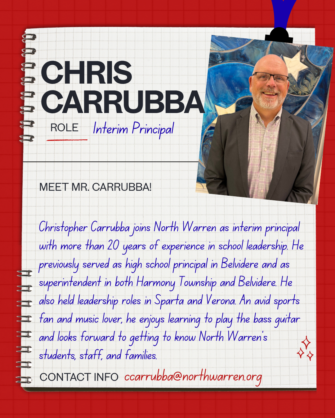 Welcome Interim Principal Mr. Chris Carrubba!
