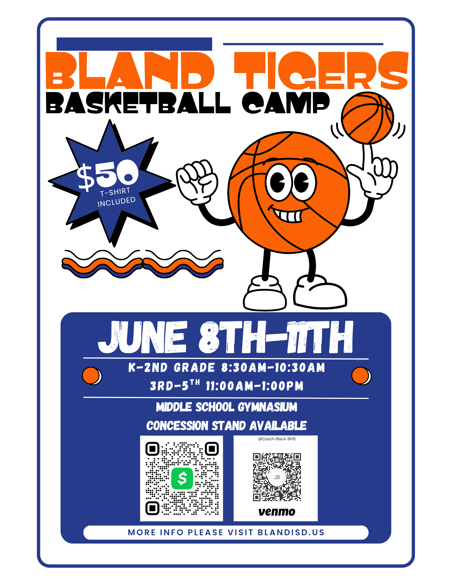 Bland Tigers Basketball Camp