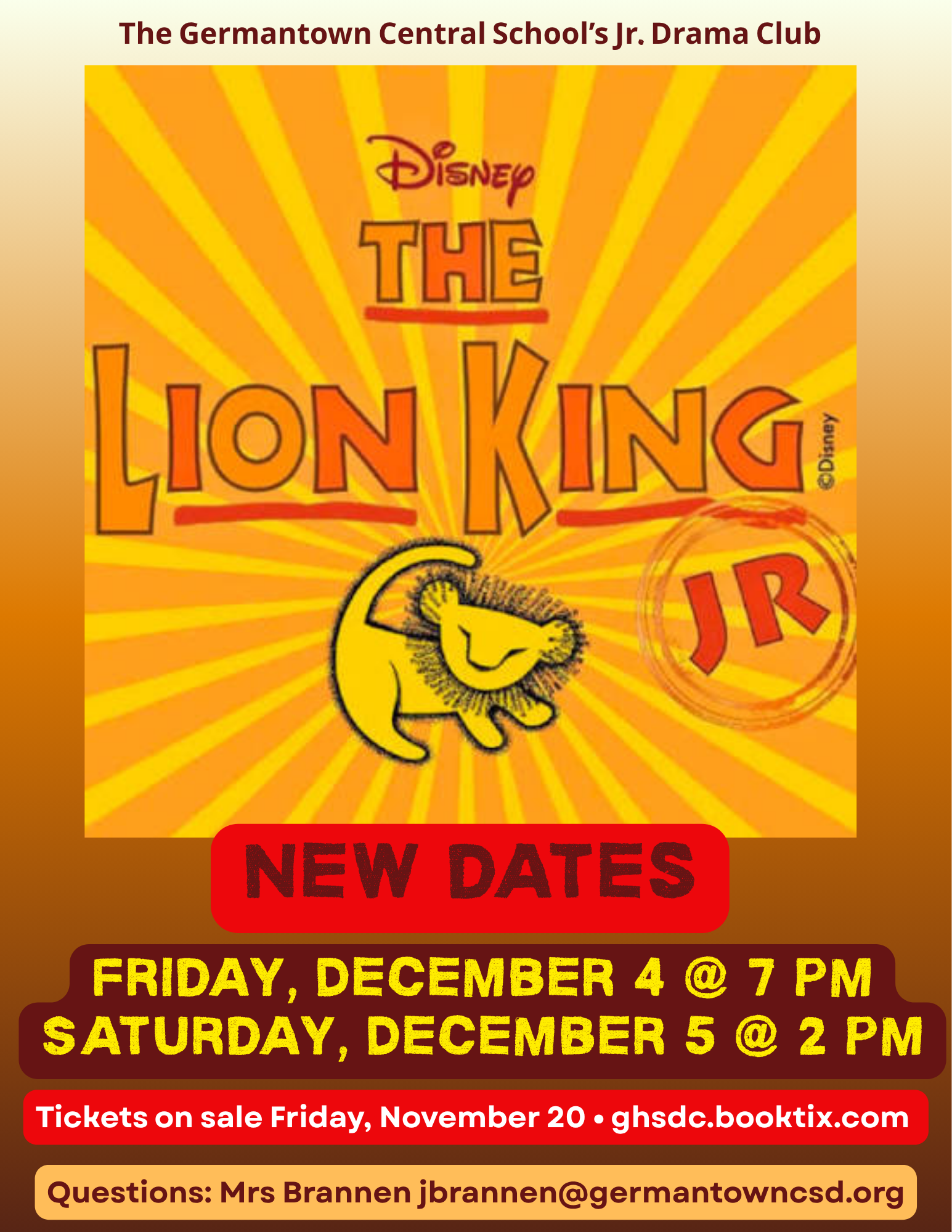 Junior Drama Club Presents The Lion King Jr. (Date Change)