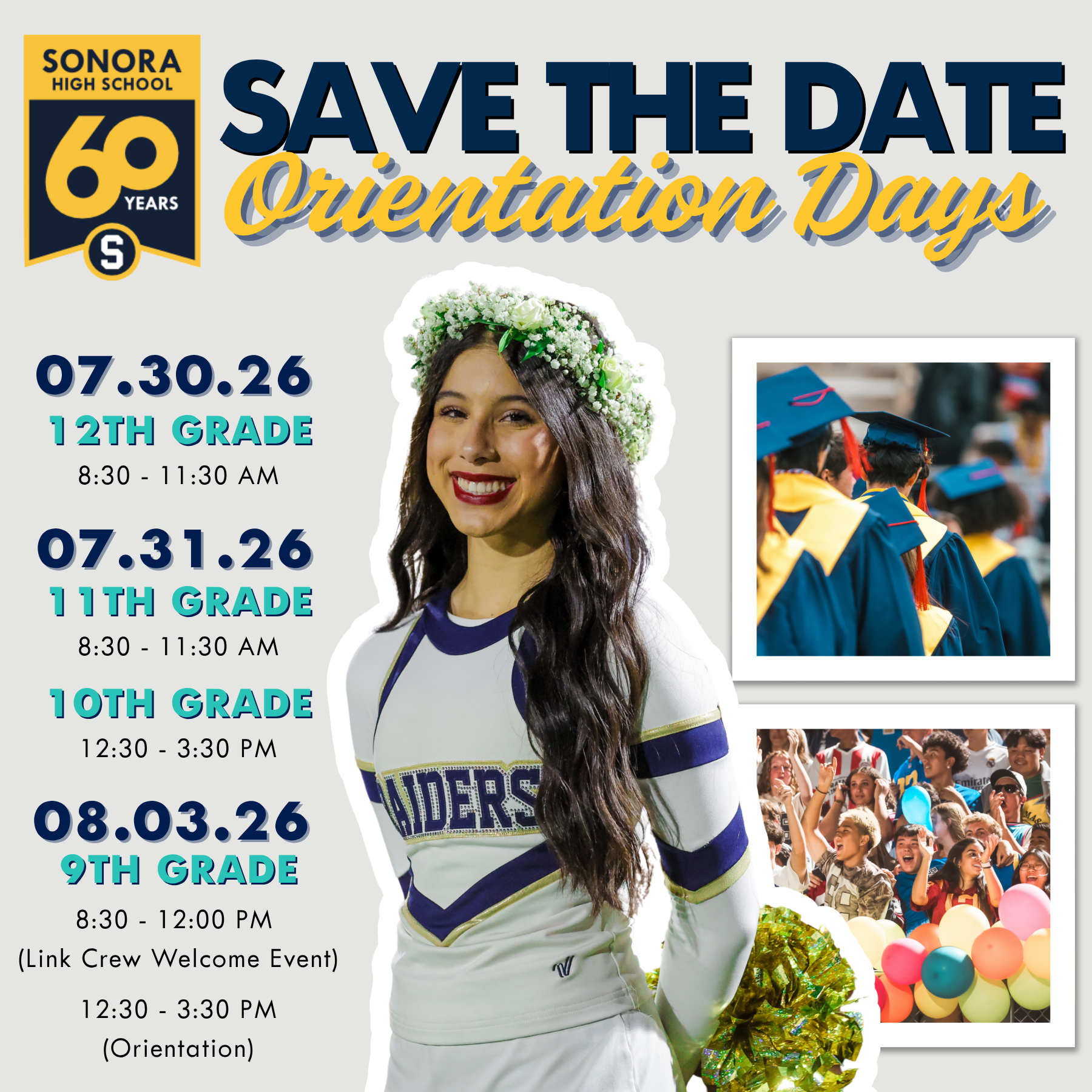 Save the Date: Sonora High School Orientation Days!