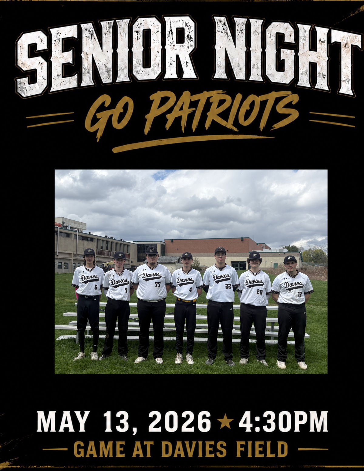 Senior Night for Boys Baseball! Wednesday, May 13 at 4:30pm
