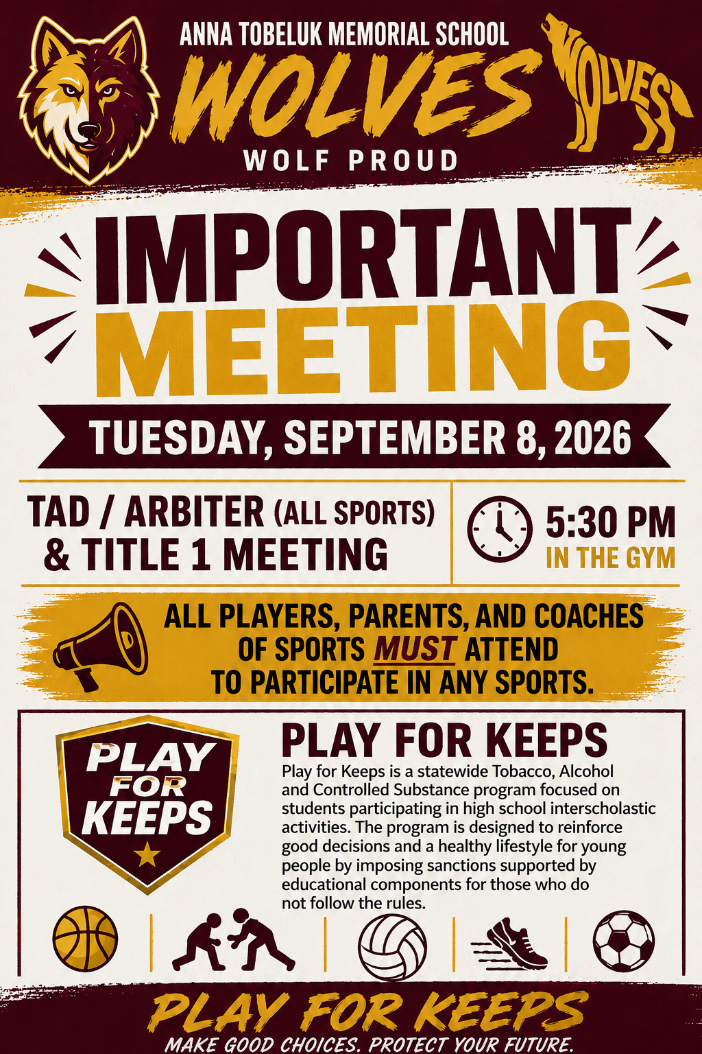 🏆 ALL SPORTS & TITLE I MEETING — SEPTEMBER 8! 🏆