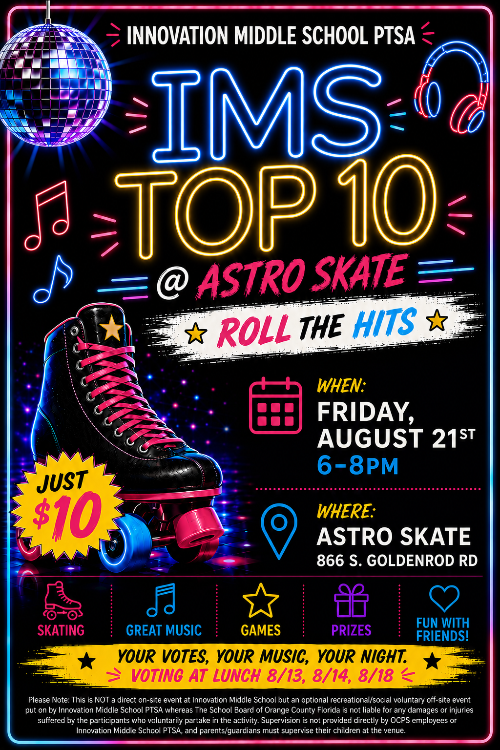 PTSA Skate Night - This Friday August 21st
