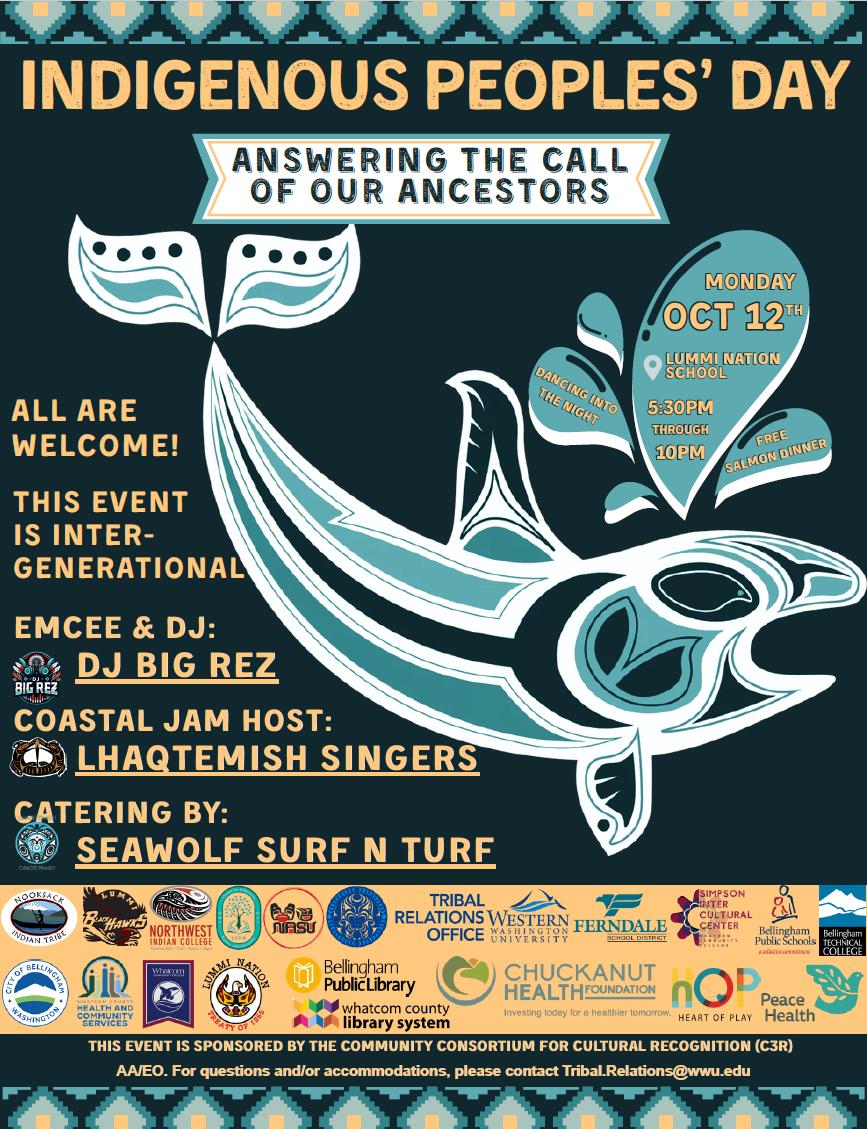 No School Monday, October 12 + Indigenous Peoples’ Day Community Event