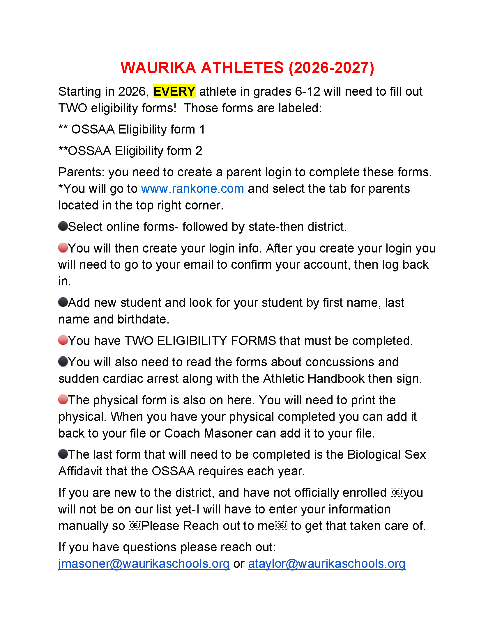 REQUIRED FOR ALL ATHLETES RANK 1 SIGN UP