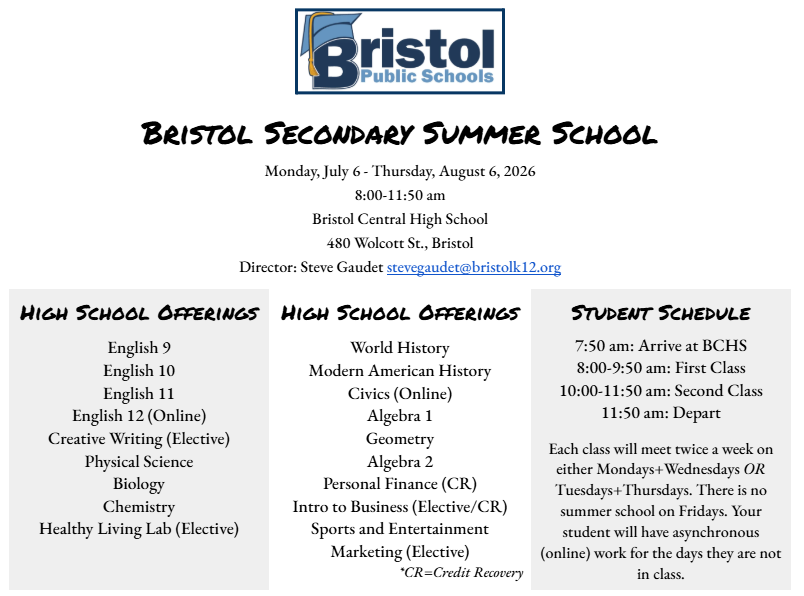 Summer School Important Information