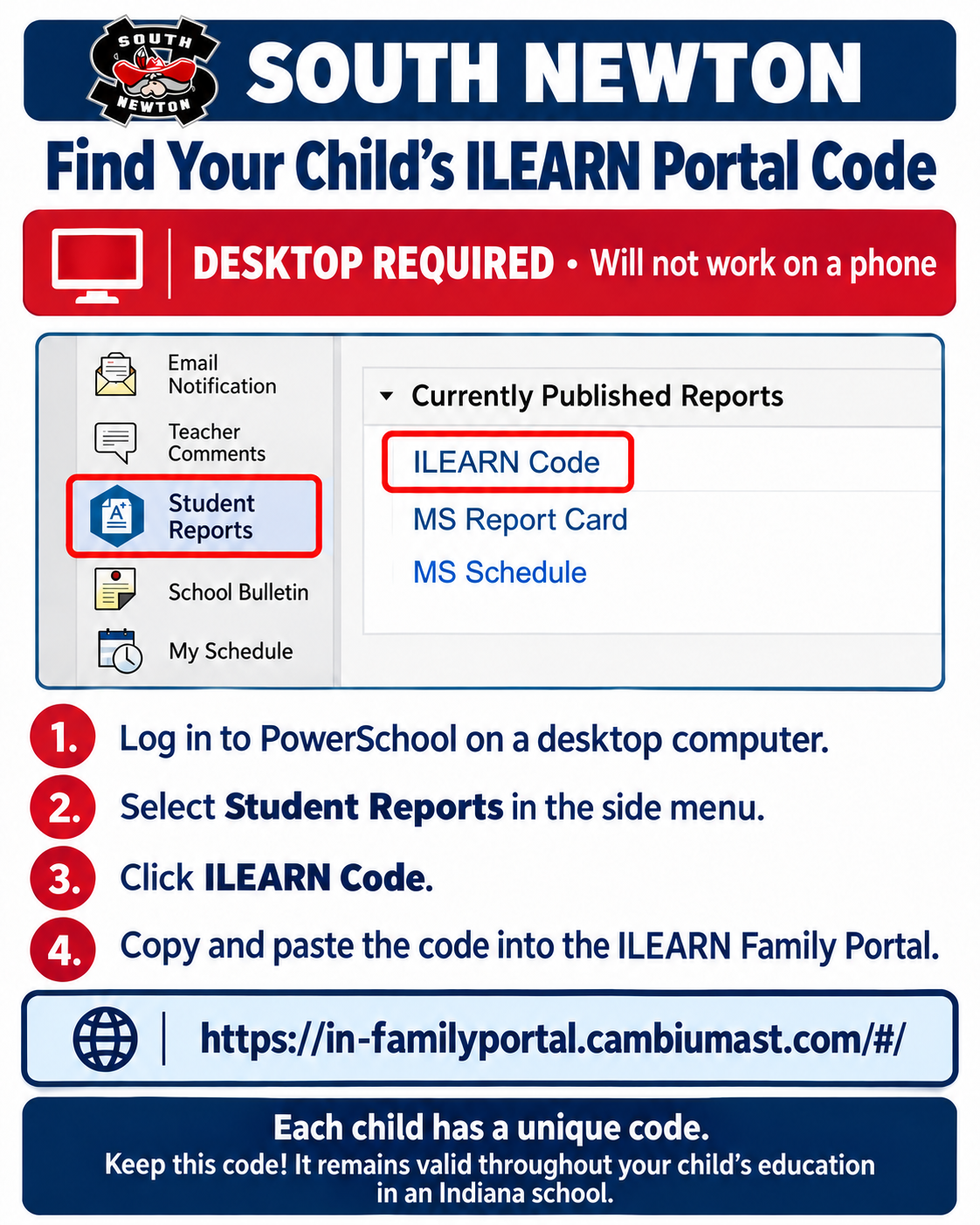 💻 Access Your Child’s ILEARN Family Portal Code