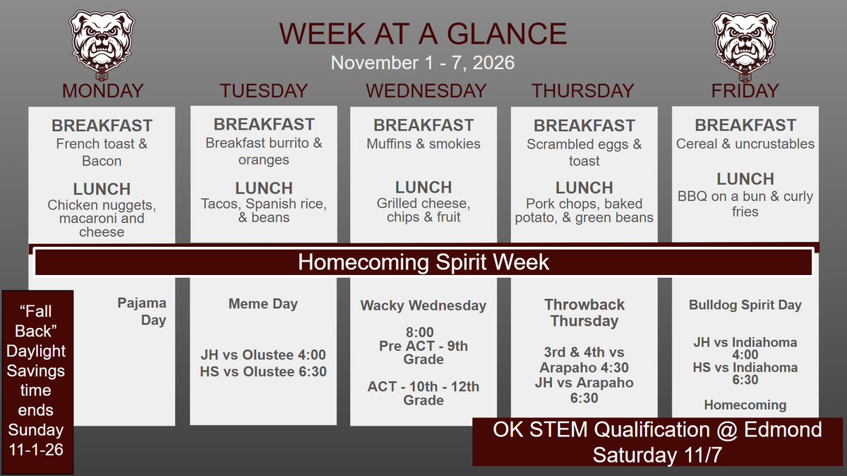 Week at a Glance Nov. 1 - 7