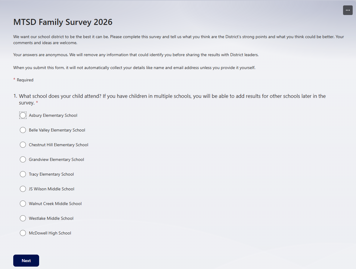 Calling All Families! MTSD Family Survey 2026