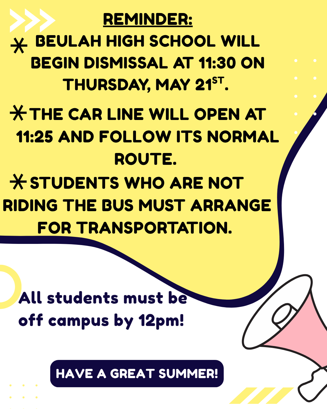 Early Dismissal Tomorrow!  