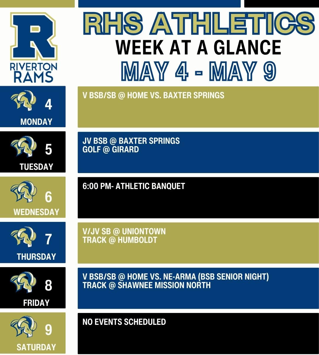 RHS Athletics Week at a Glance 5/4 - 5/9
