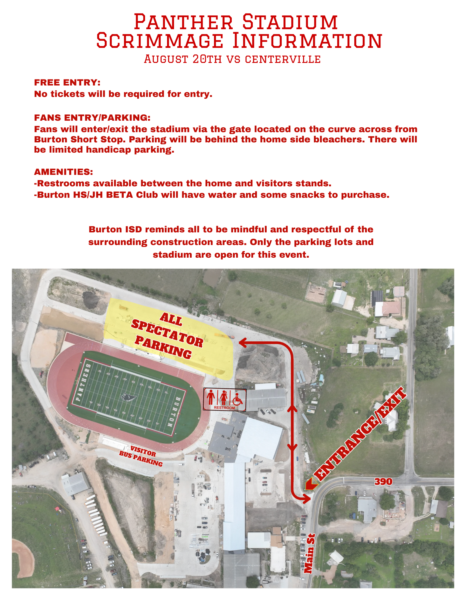 Parking Information for Scrimmage in Burton