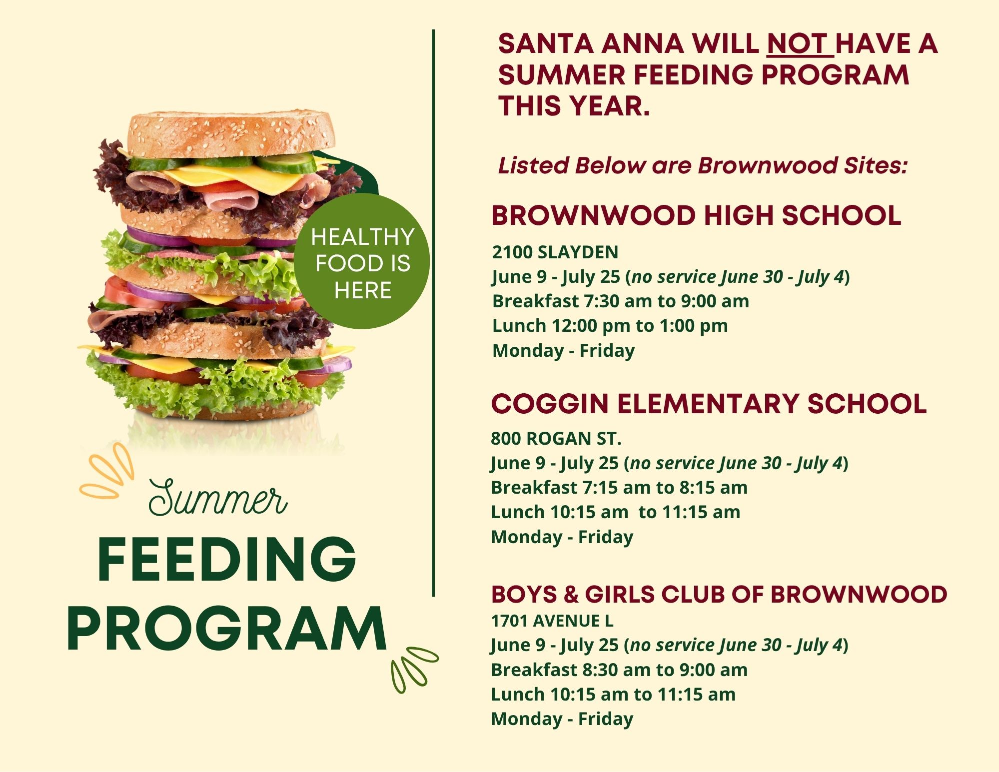 Summer Feeding Program Sites