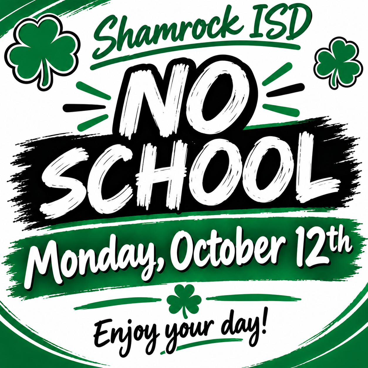 Reminder - No School - Monday, October 12th