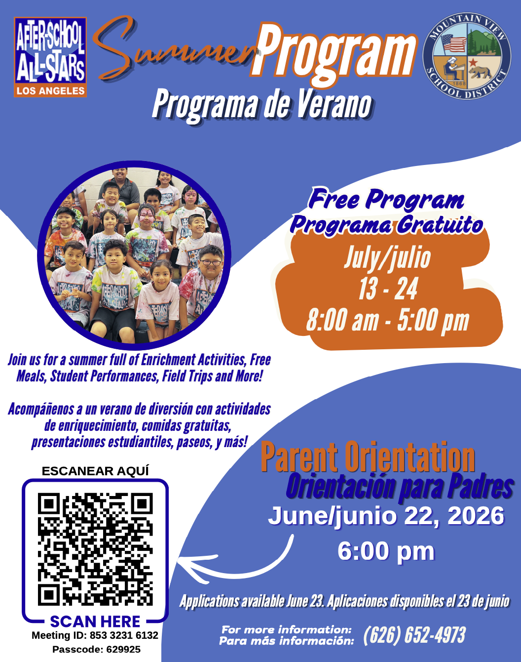 TONIGHT on Zoom - Meeting for Extended Summer Program - Mon, June 22