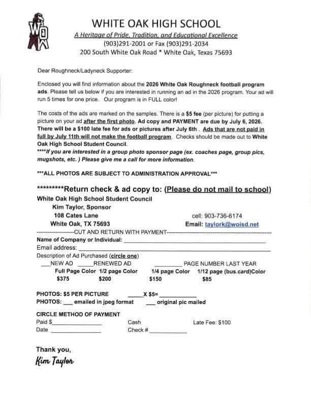 Football Program Ads!!