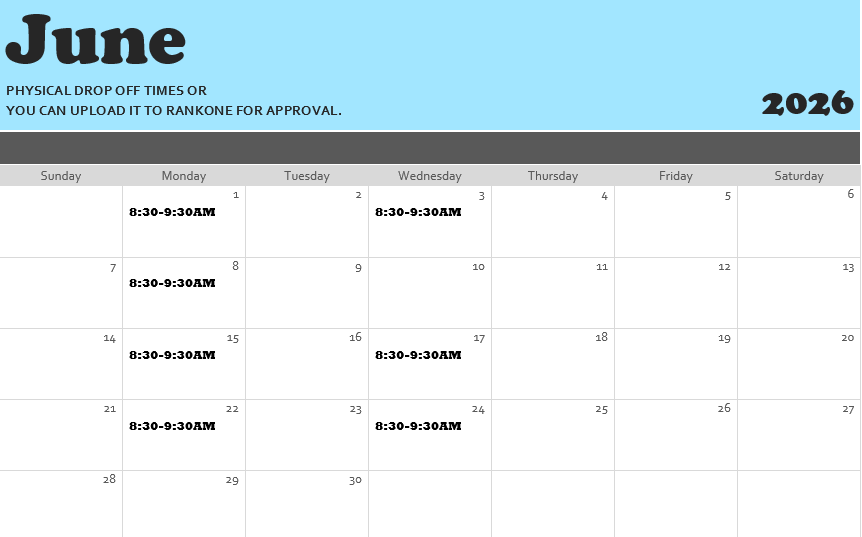 Summer Physical Drop-Off Times