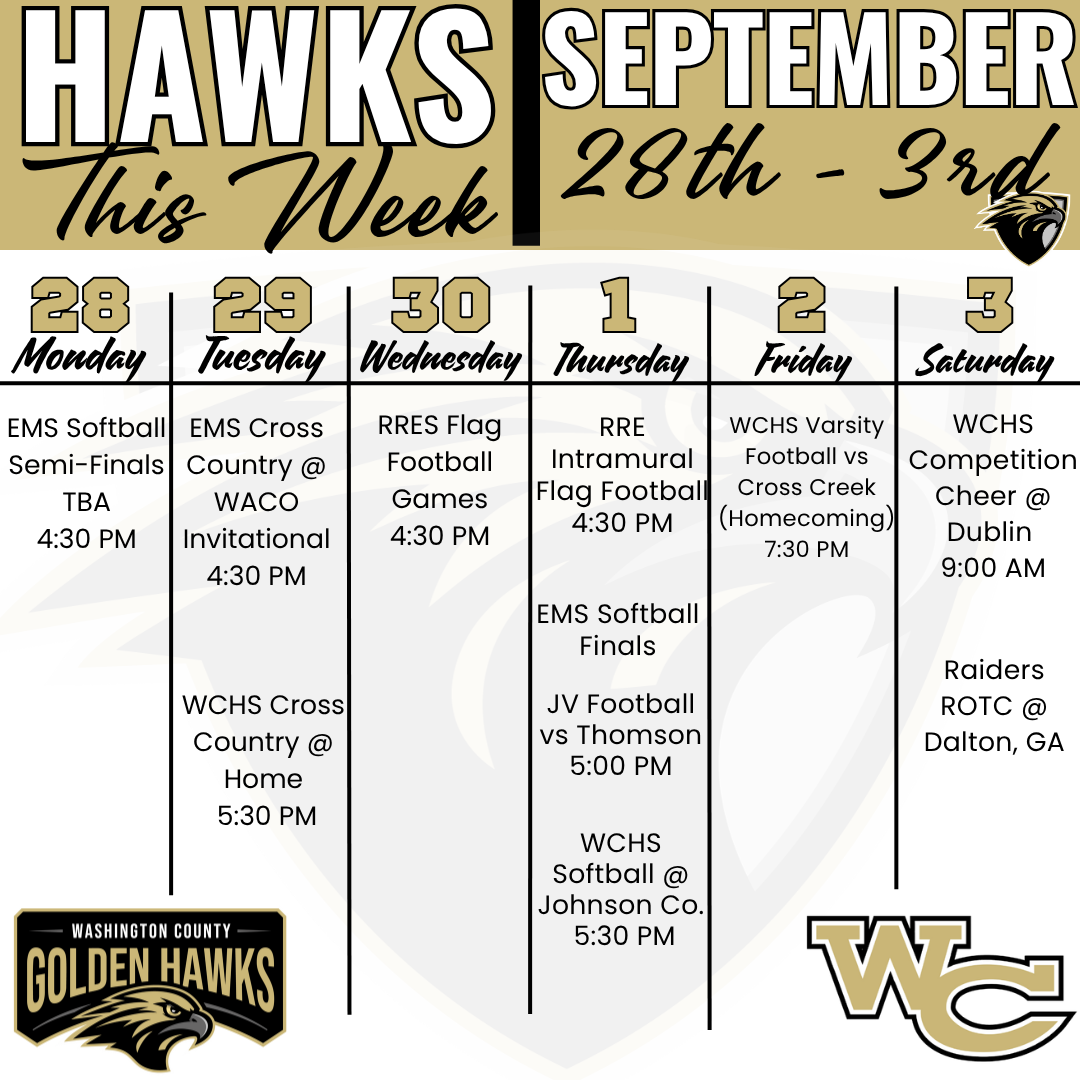 Athletics Schedule for the Week