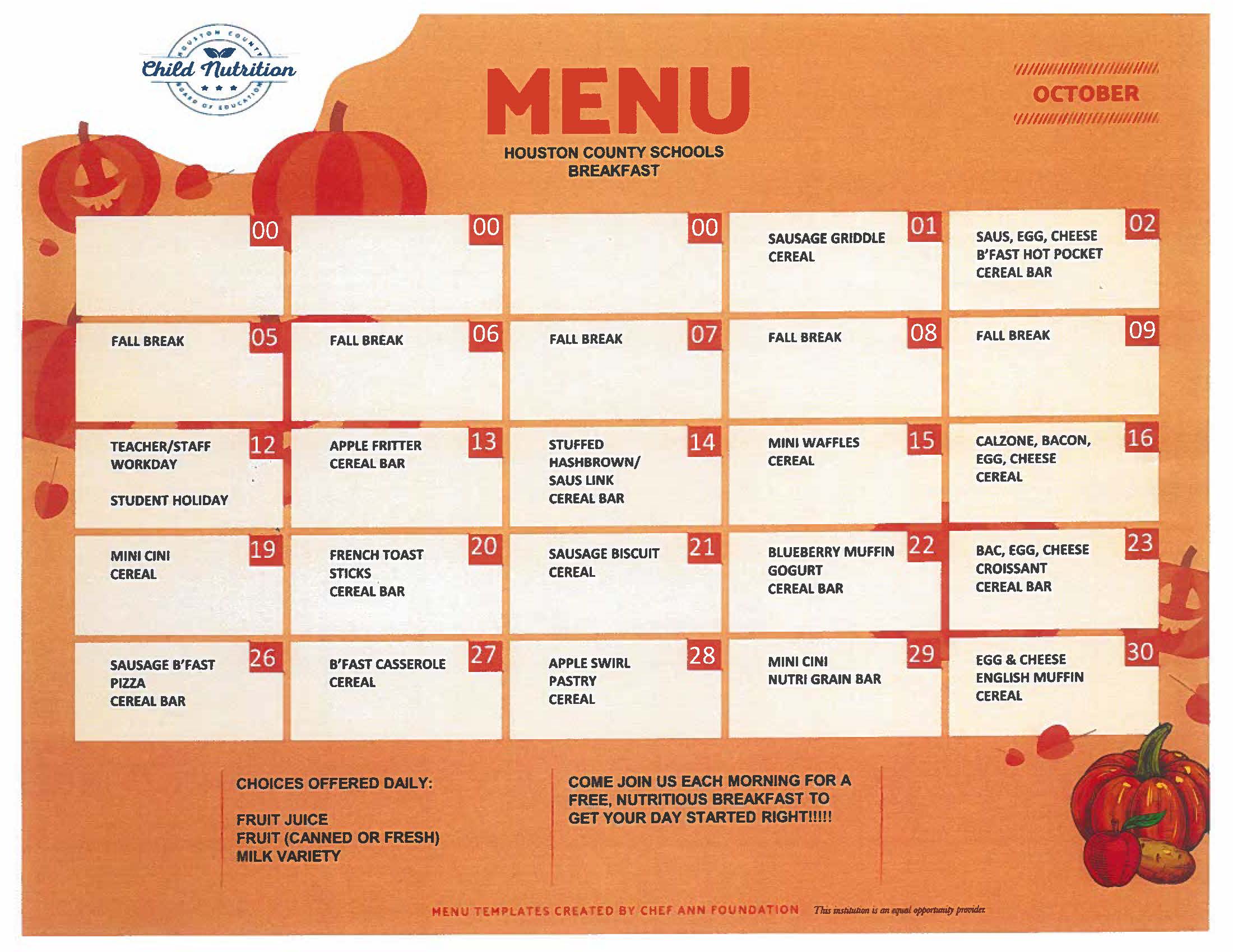 October Menu
