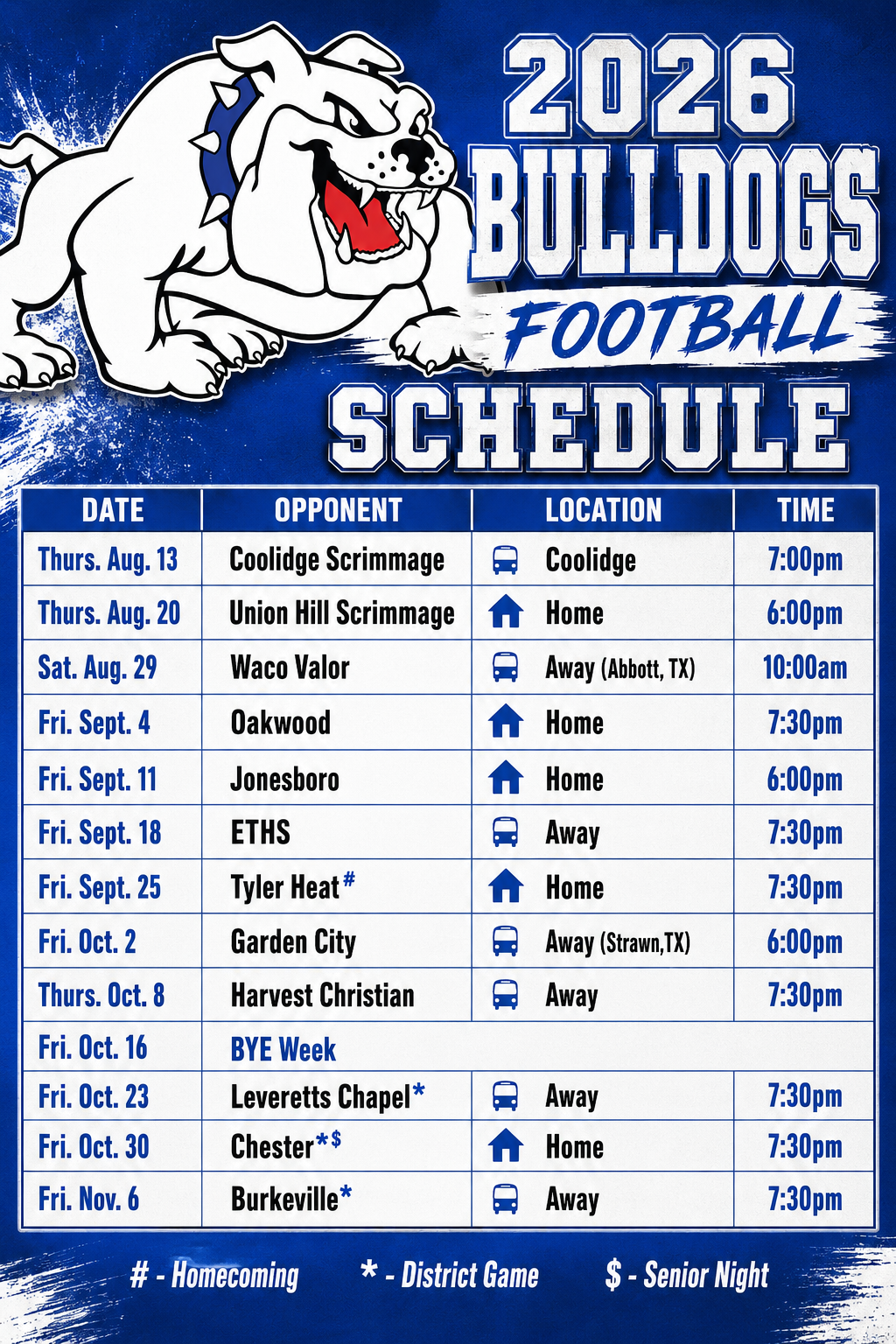 2026 High School Football Schedule