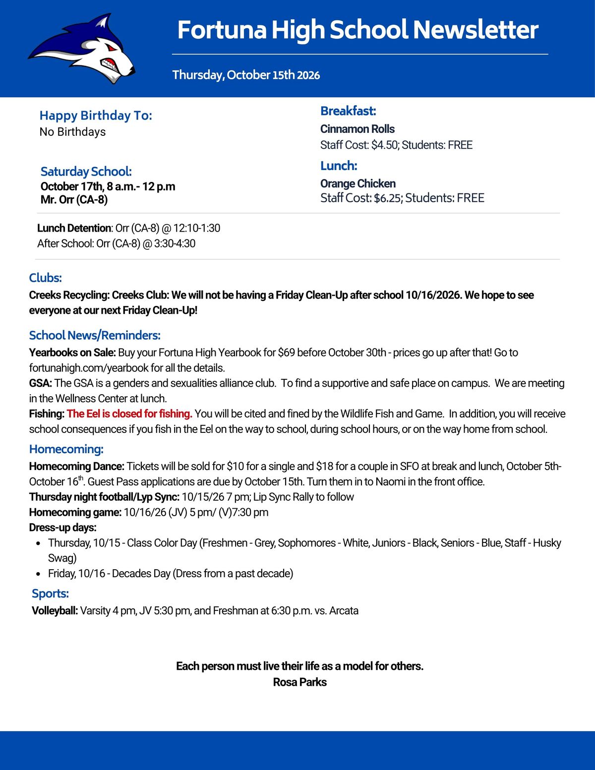 Bulletin 10/15/2026