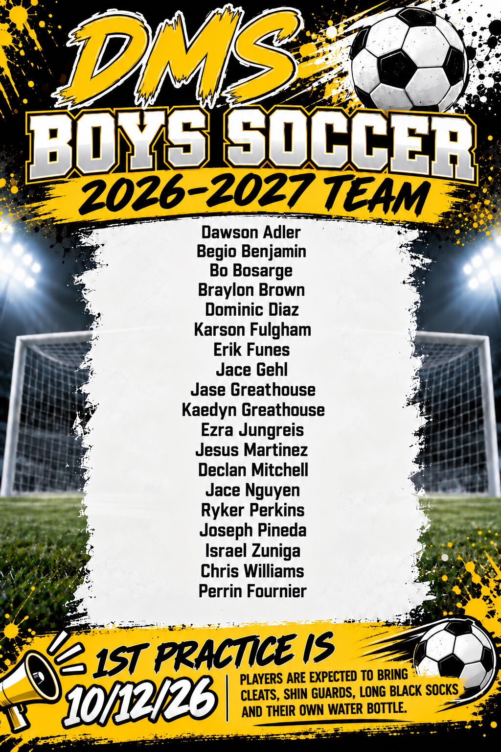 Boys and Girls Soccer Roster ⚽🥅